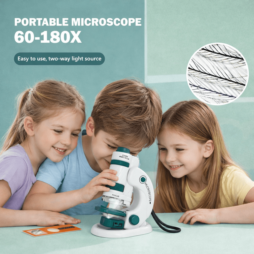 Groupe d’enfants utilisant un microscope enfant 8 ans en activité éducative
