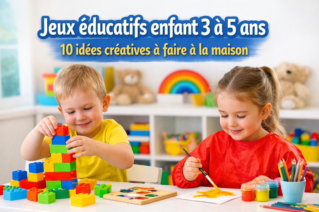 Enfants jouant à des jeux éducatifs créatifs avec blocs, puzzles et peinture pour stimuler l'imagination