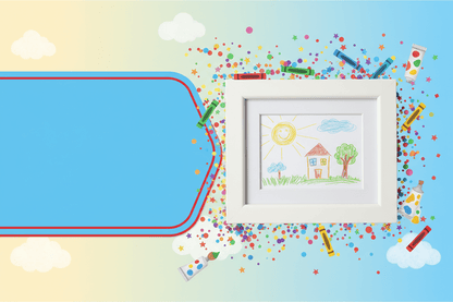 Bannière promotionnelle cadre dessin enfant