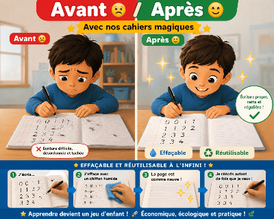 cahier d'ecriture magique reutilisable pour enfan 4 ans et 