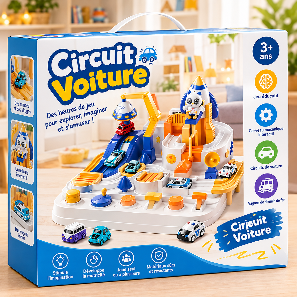 Circuit de voiture Montessori sans écran Mission Étoile pour enfant dès 3 ans