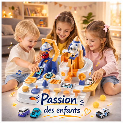 Coffret circuit de voiture Montessori Mission Étoile avec voitures et éléments interactifs