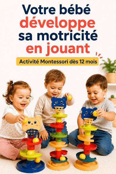 Jouet éducatif pour bébé 12 à 36 mois permettant de développer la motricité et la concentration sans écran.
