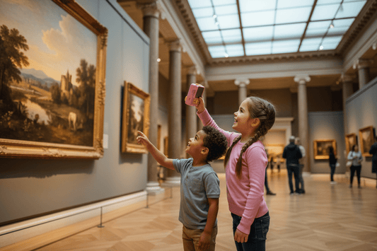 2 enfants dans un musée avec le GoPic