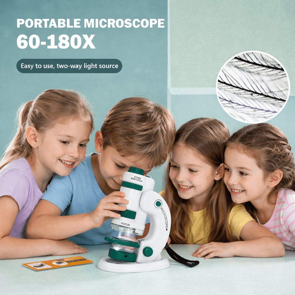 Microscope enfant 8 ans portable avec éclairage LED pour observation facile