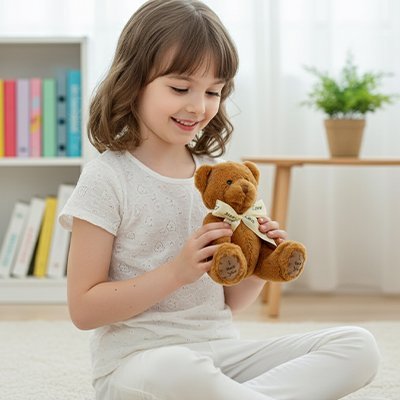 Ours peluche marron bicolore cousu avec finitions solides pour usage quotidien