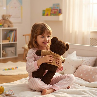 Doudou câlin ours peluche couleur chocolat