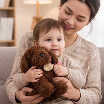 Peluche en Chien lavable et résistante pour usage quotidien