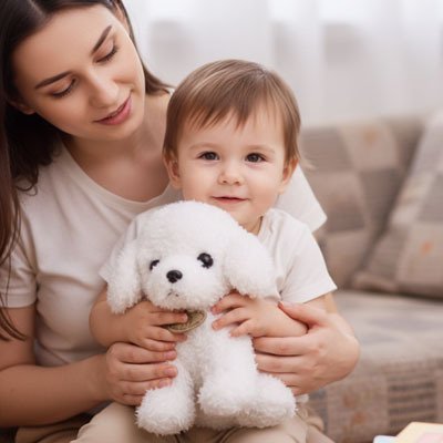 Peluche en Chien doudou rassurant pour enfant anxieux