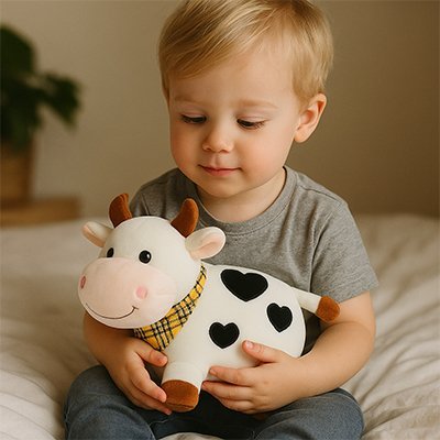 Peluche vache ultra-douce avec texture douce et agréable au toucher