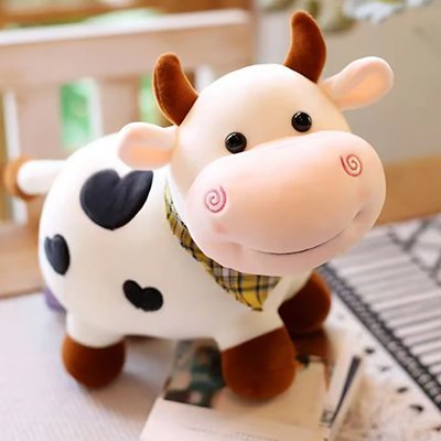 Peluche vache ultra-douce parfaite pour décoration et jeu