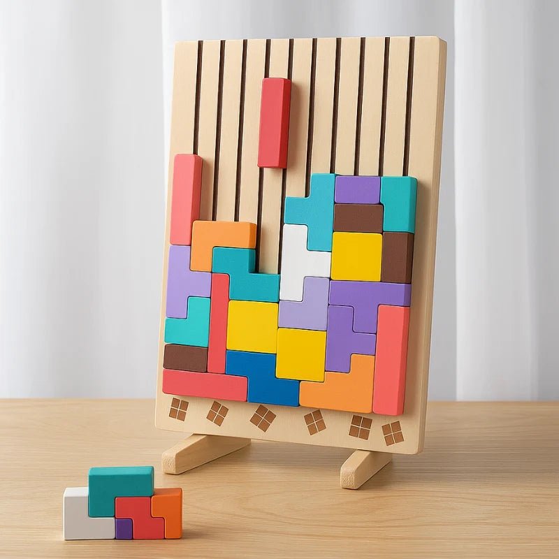 Jeu de réflexion Tetris en bois Montessori pour enfant