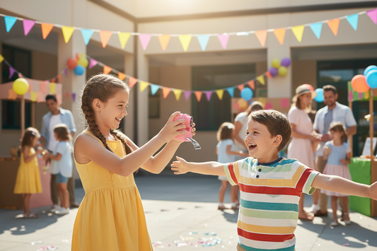 2 enfants dans la cour d'école lors d'une fête avec le CoolPic